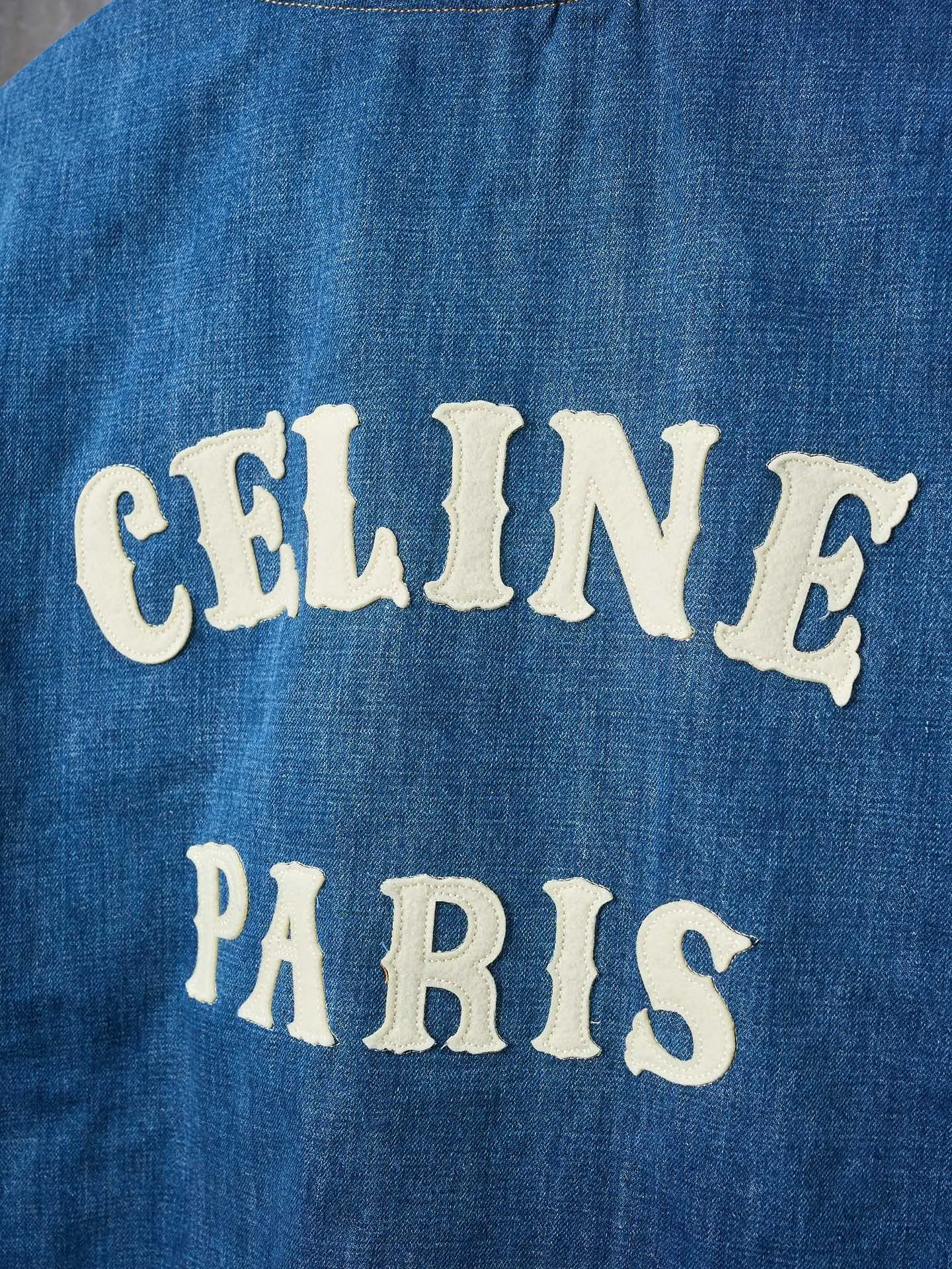 [Real auction] Celine/Celine Arc de Triomphe washed denim patchwork baseball jacket [In Stock] S M L XL